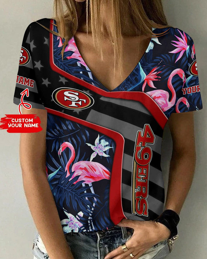 San Francisco 49ers Personalized V-neck Women T-shirt BG569