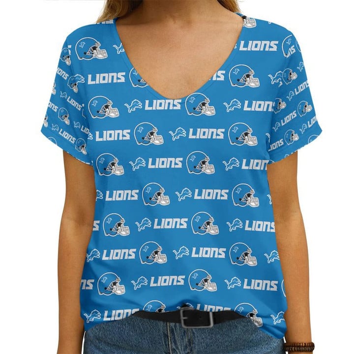 Detroit Lions V-neck Women T-shirt