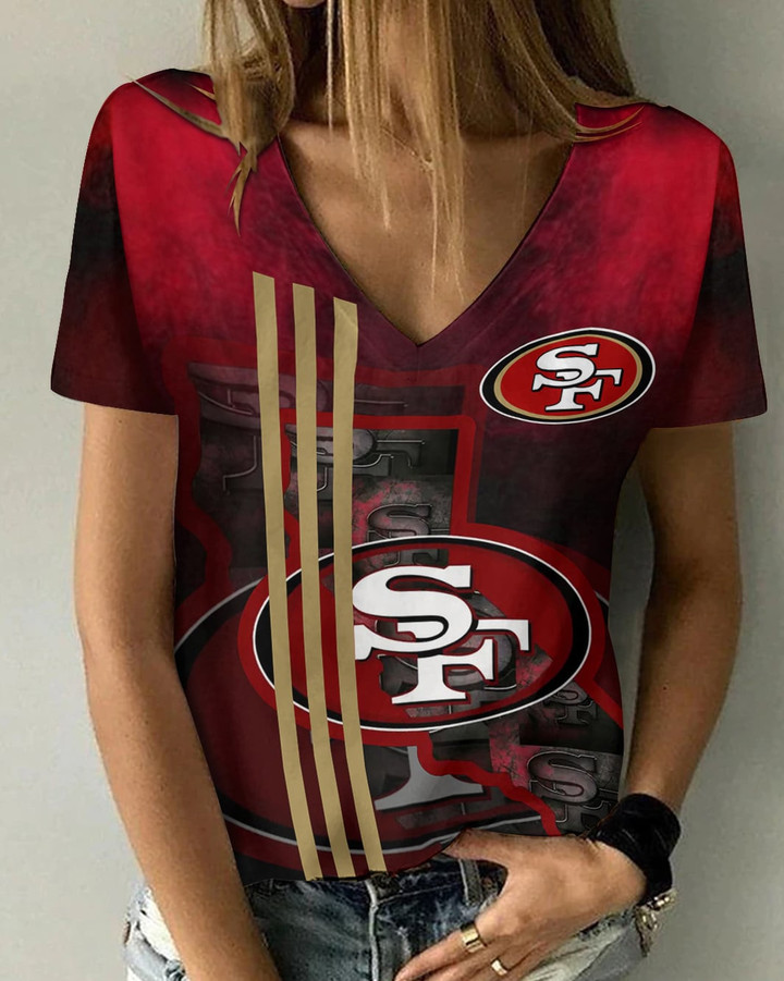 San Francisco 49ers V-neck Women T-shirt BG918