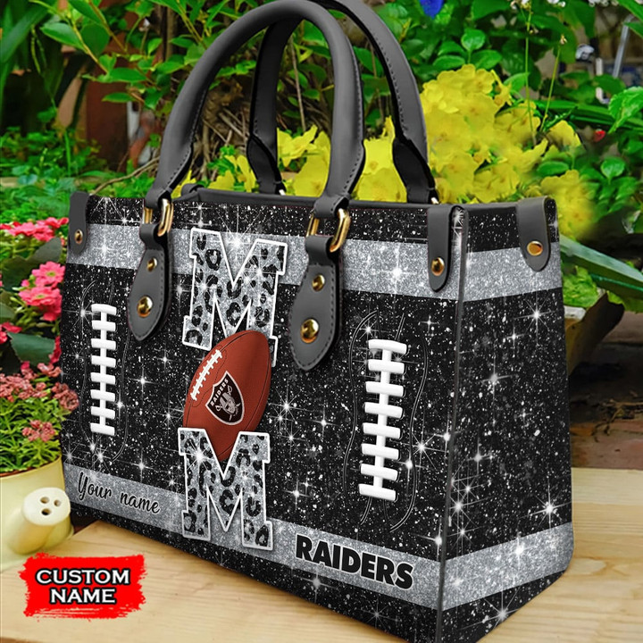 Las Vegas Raiders Personalized Leather Hand Bag BBLTHB584