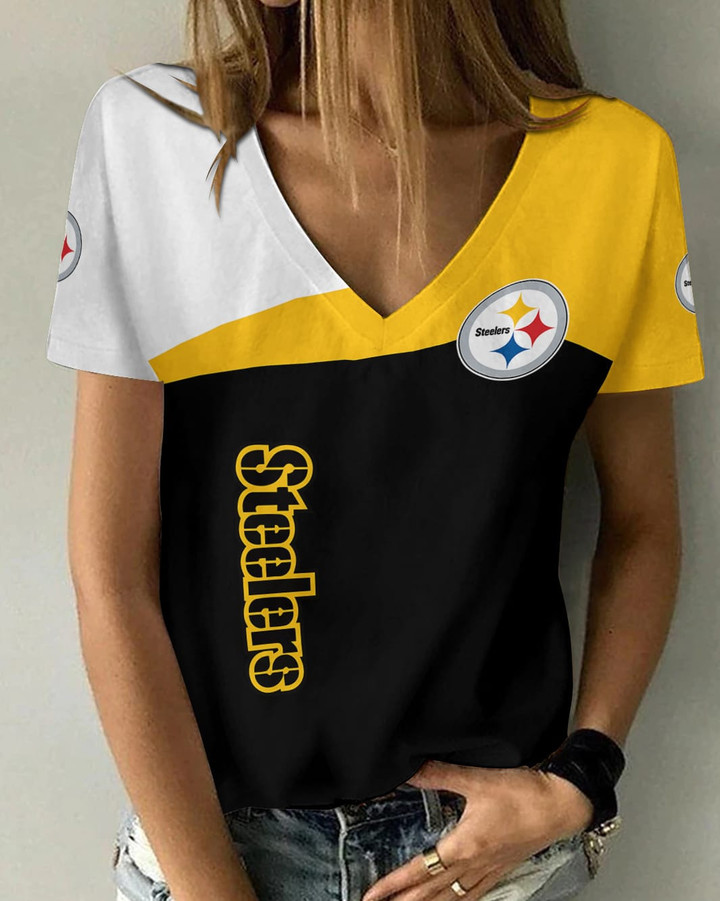 Pittsburgh Steelers V-neck Women T-shirt BG858
