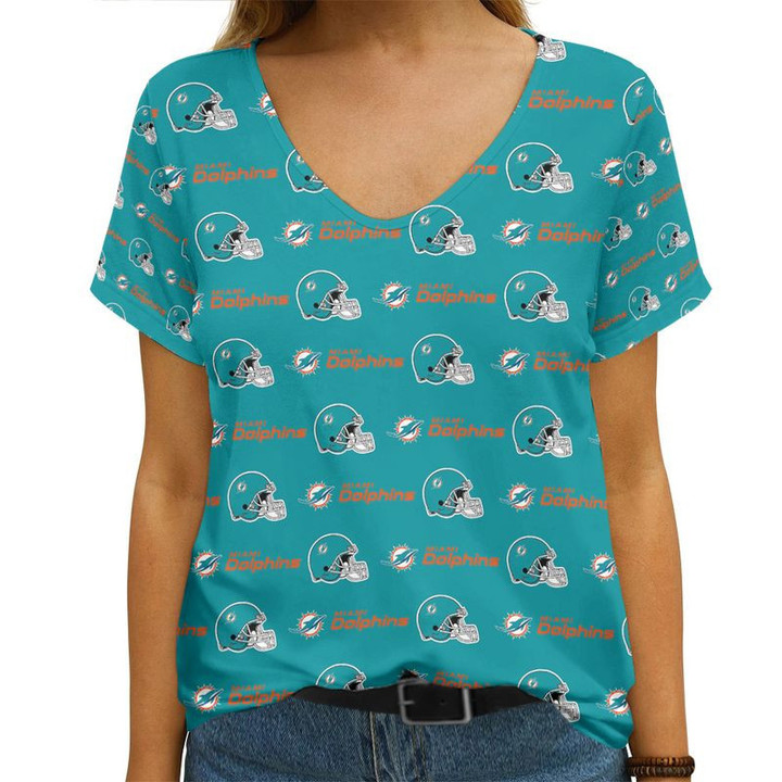 Miami Dolphins V-neck Women T-shirt