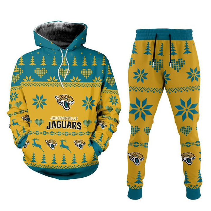 Jacksonville Jaguars Christmas Patterns Hoodie and Joggers NEW059716