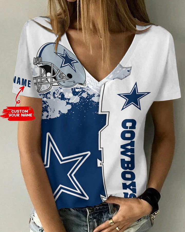 Dallas Cowboys Personalized V-neck Women T-shirt BG475
