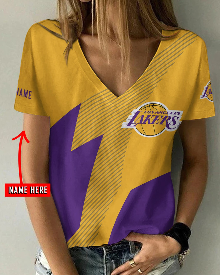 Los Angeles Lakers Personalized V-neck Women T-shirt BG921