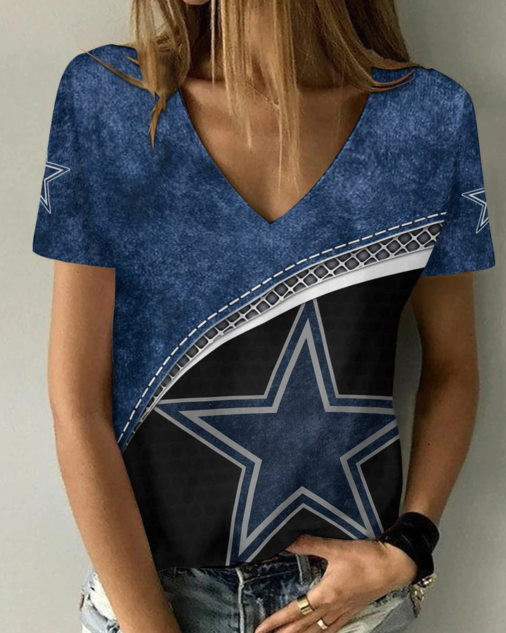 Dallas Cowboys V-neck Women T-shirt BG714