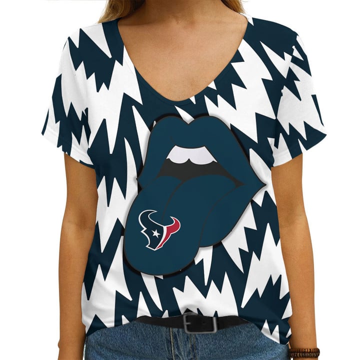 Houston Texans Summer V-neck Women T-shirt