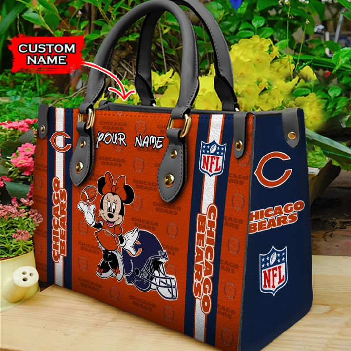 Chicago Bears Personalized Leather Hand Bag BBLTHB509