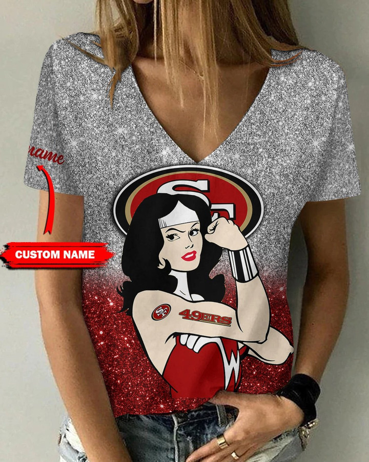 San Francisco 49ers Personalized V-neck Women T-shirt BG763