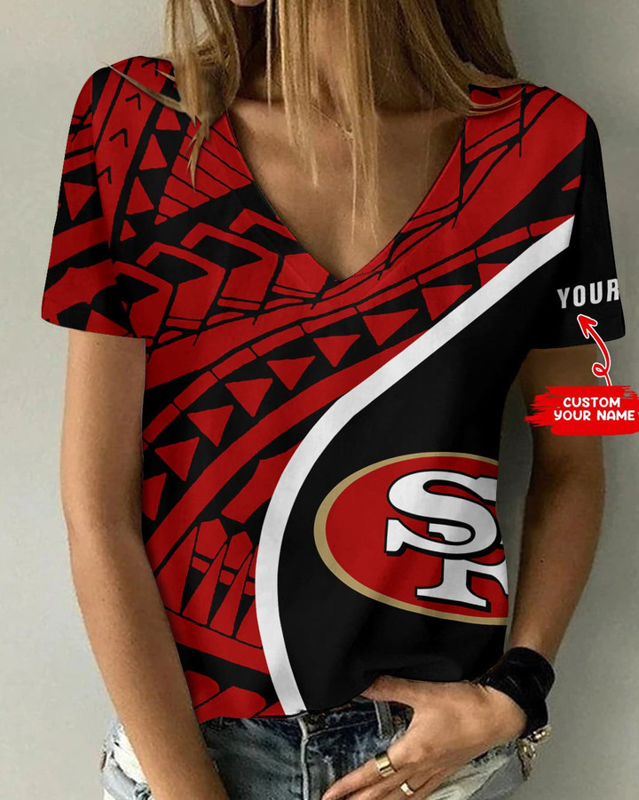 San Francisco 49ers Personalized Summer V-neck Women T-shirt BG195