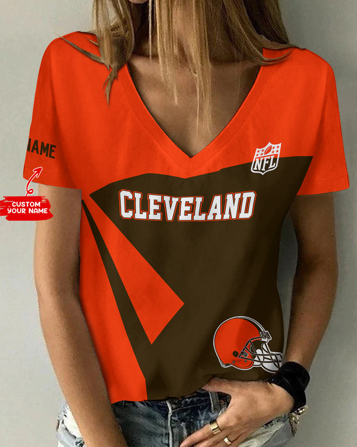 Cleveland Browns Personalized V-neck Women T-shirt AGC45