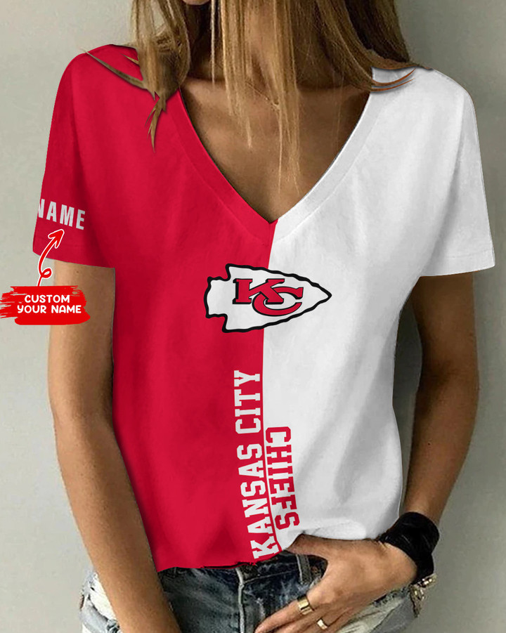 Kansas City Chiefs Personalized Summer V-neck Women T-shirt BG271