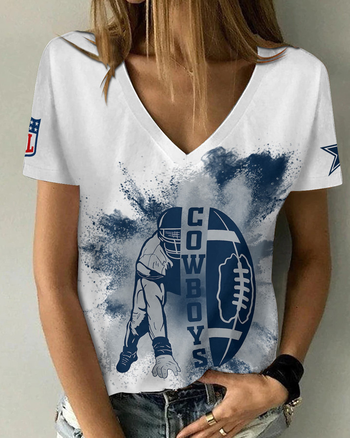 Dallas Cowboys Summer V-neck Women T-shirt BG305