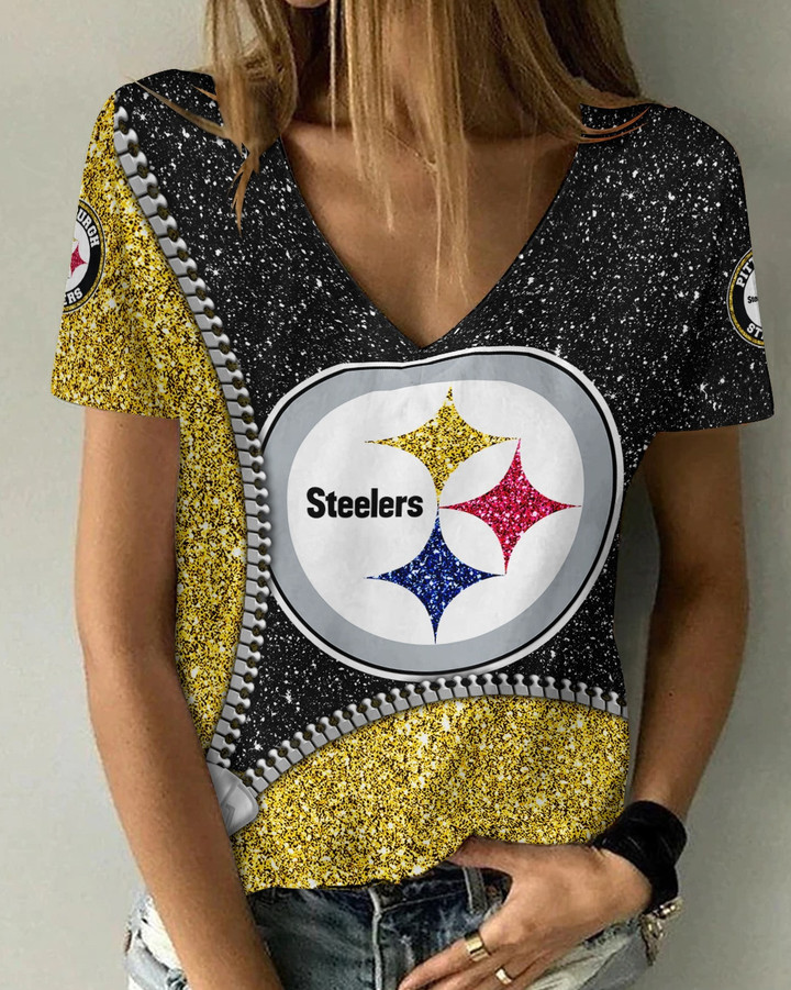 Pittsburgh Steelers Personalized V-neck Women T-shirt BG676