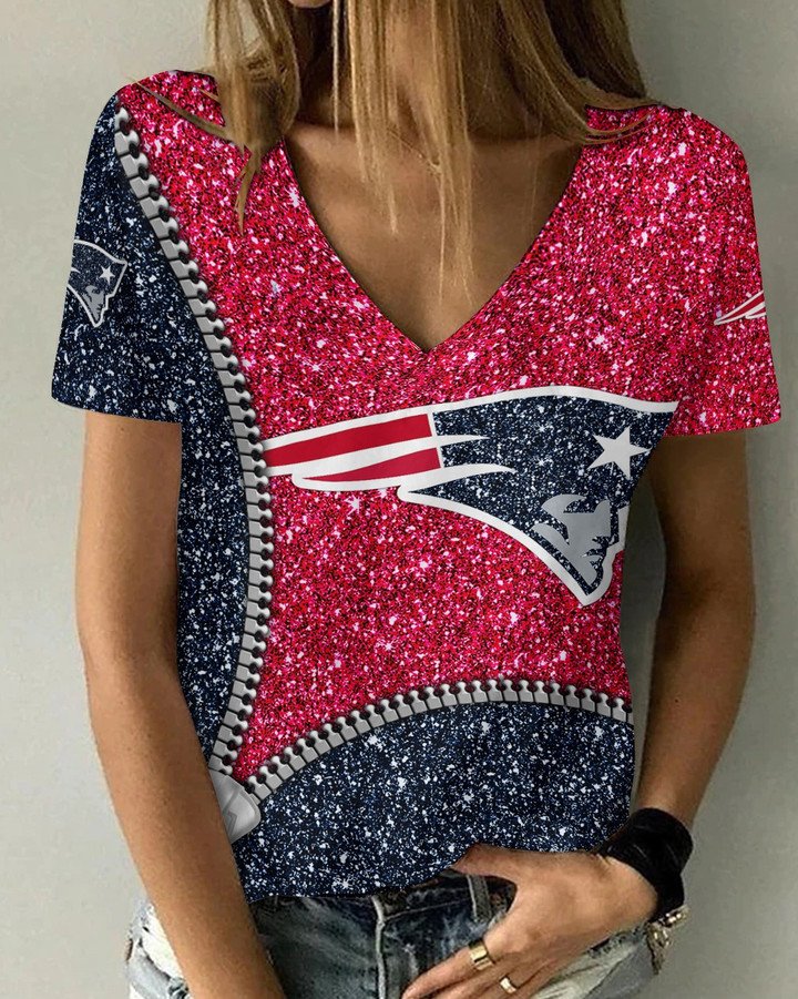 New England Patriots Personalized V-neck Women T-shirt BG675