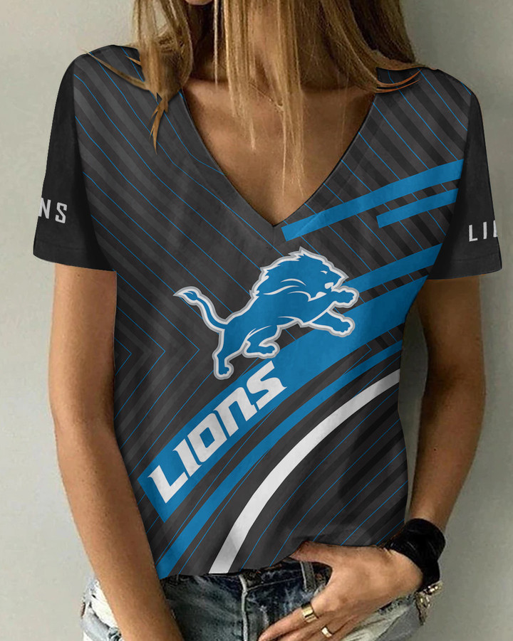 Detroit Lions Summer V-neck Women T-shirt BG333