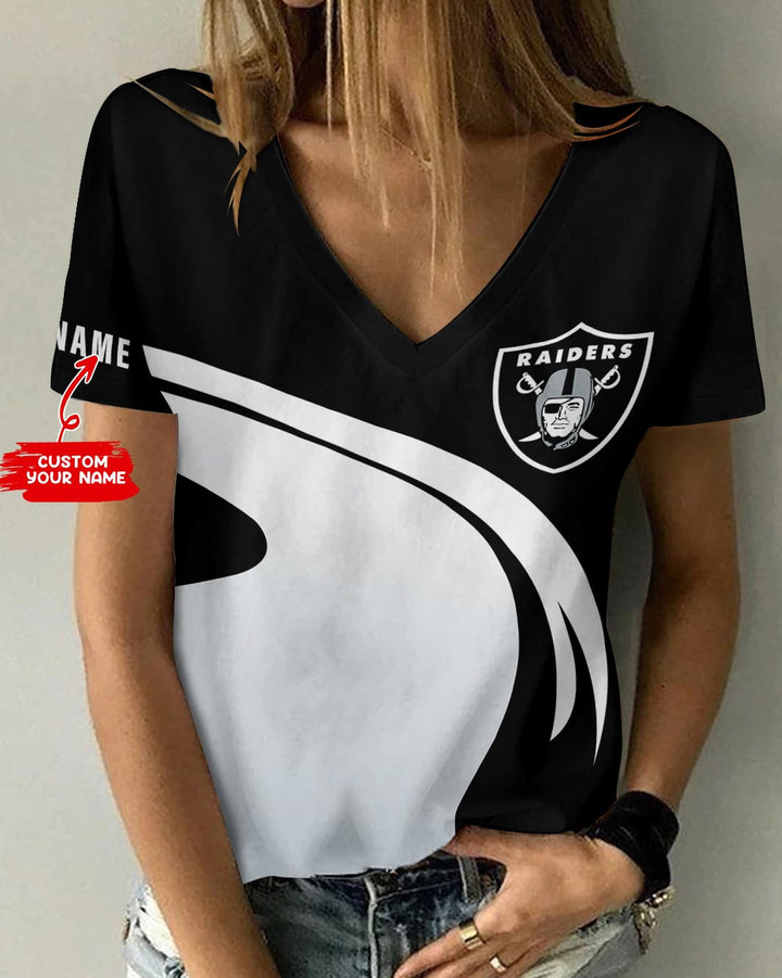 Las Vegas Raiders Personalized V-neck Women T-shirt BG586