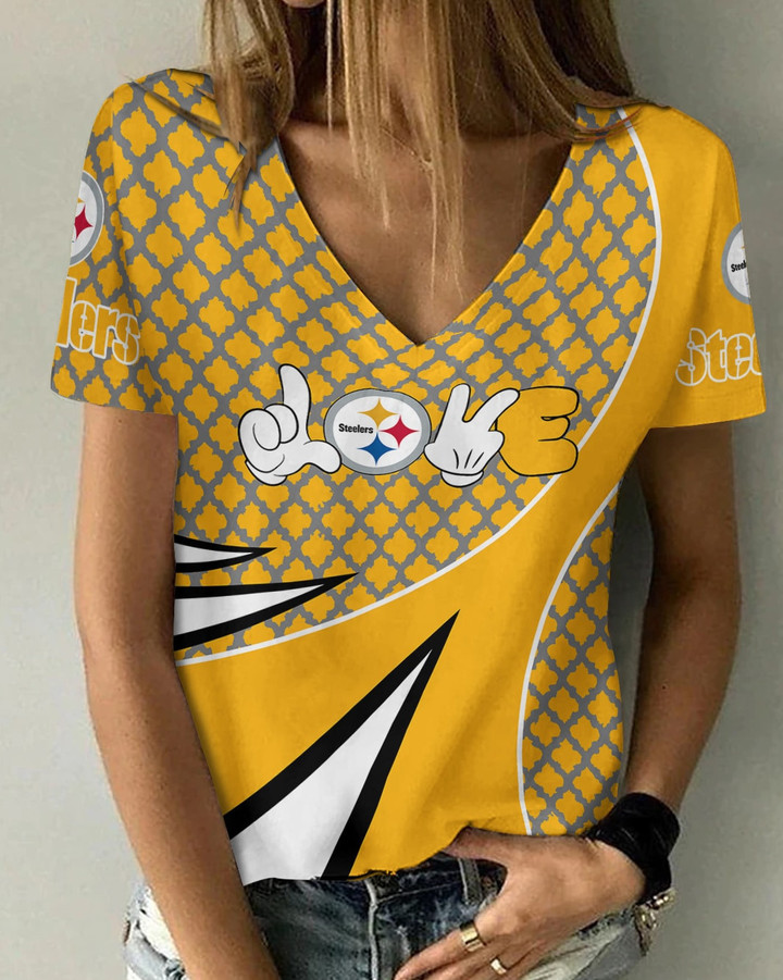 Pittsburgh Steelers V-neck Women T-shirt BG529