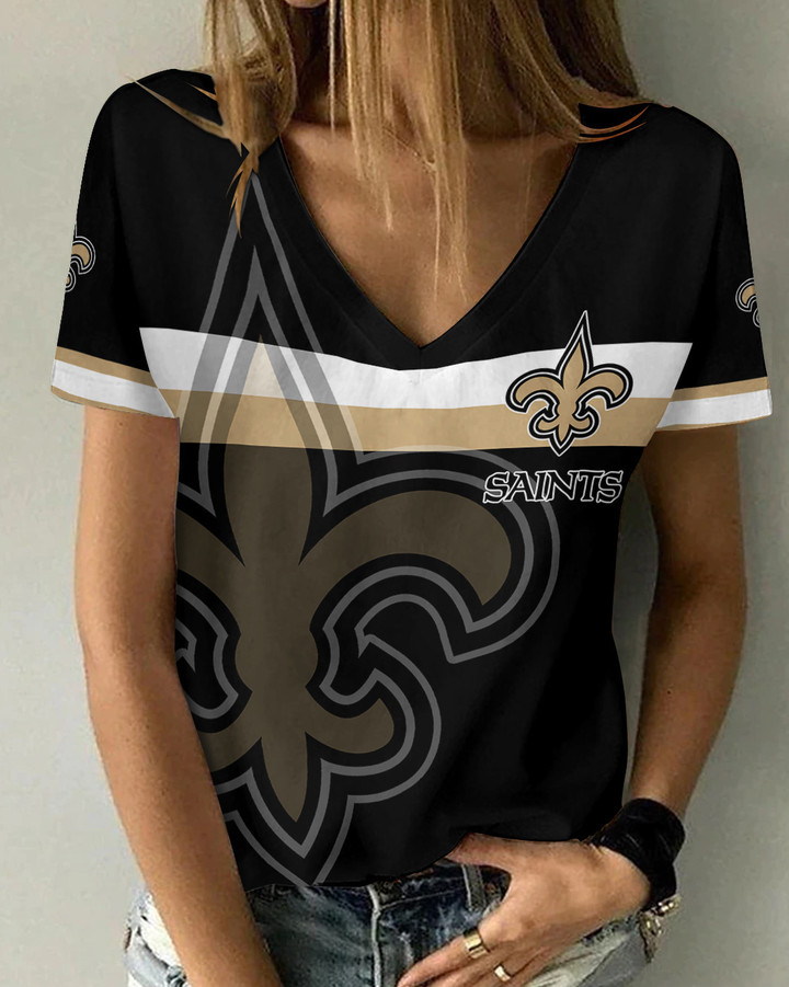 New Orleans Saints V-neck Women T-shirt AGCWTS173