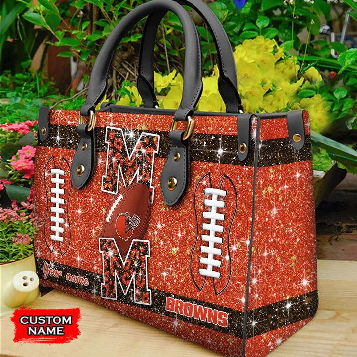 Cleveland Browns Personalized Leather Hand Bag BBLTHB575