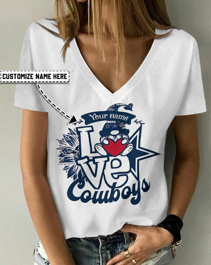 Dallas Cowboys Personalized V-neck Women T-shirt BG558