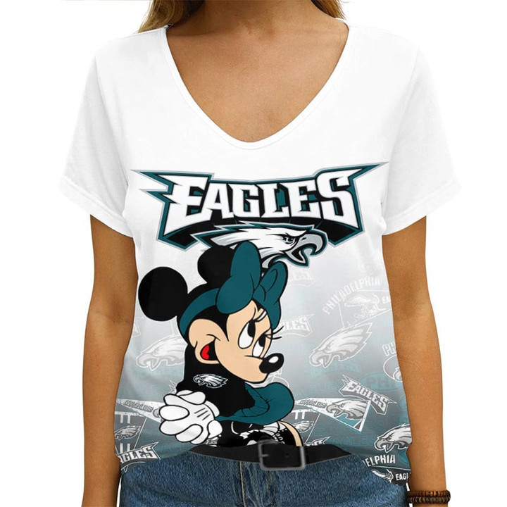 Philadelphia Eagles Personalized V-neck Women T-shirt AGC112