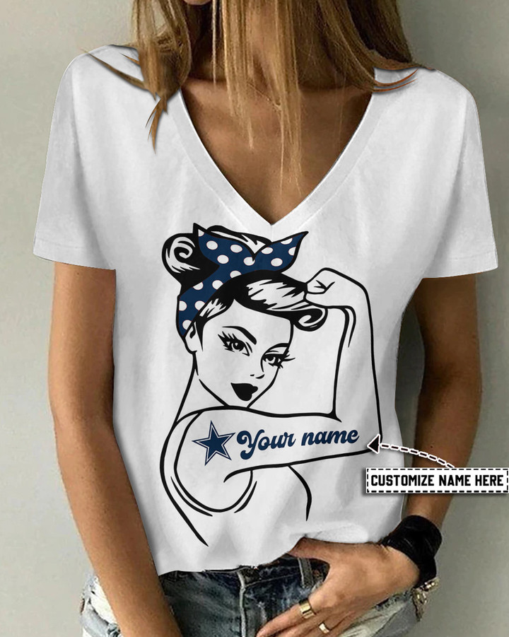 Dallas Cowboys Personalized V-neck Women T-shirt BG532