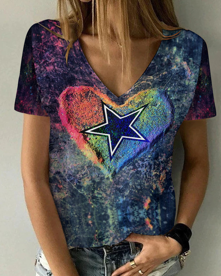 Dallas Cowboys Summer V-neck Women T-shirt BG411