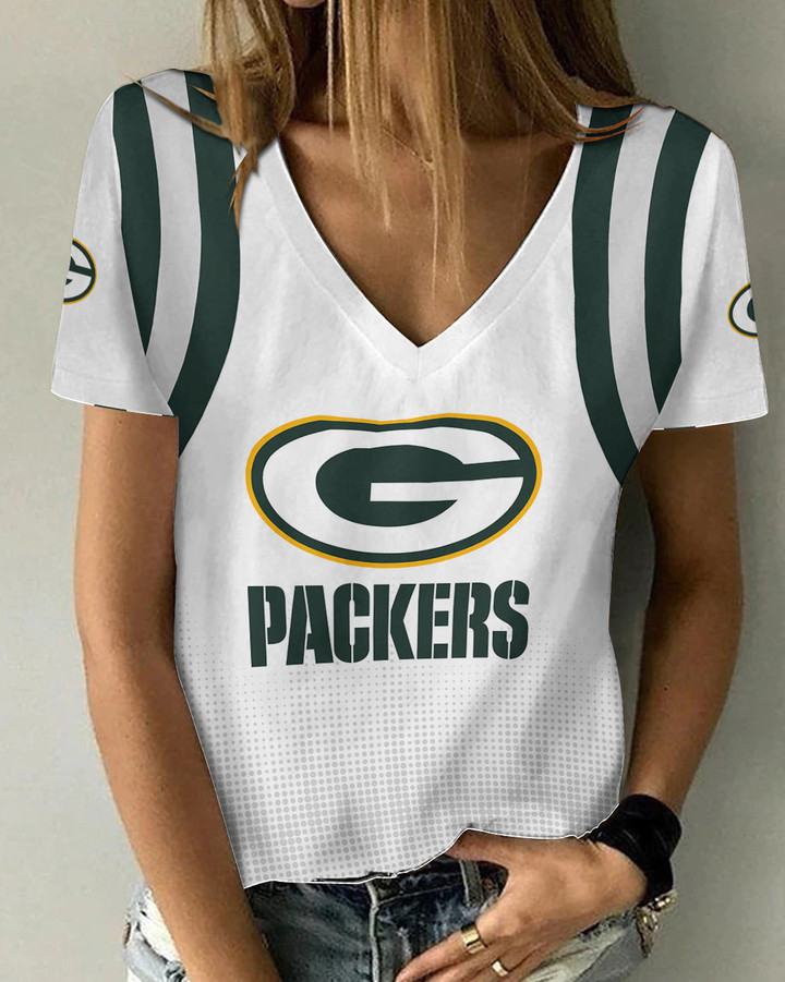 Green Bay Packers Personalized Summer V-neck Women T-shirt 160