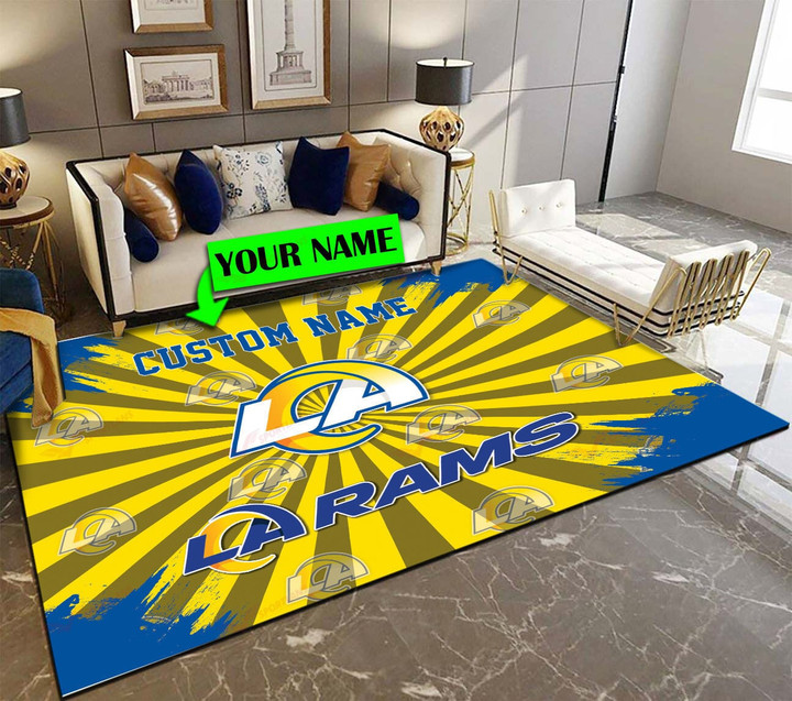Los Angeles Rams Personalized Premium Rectangle Rug 59