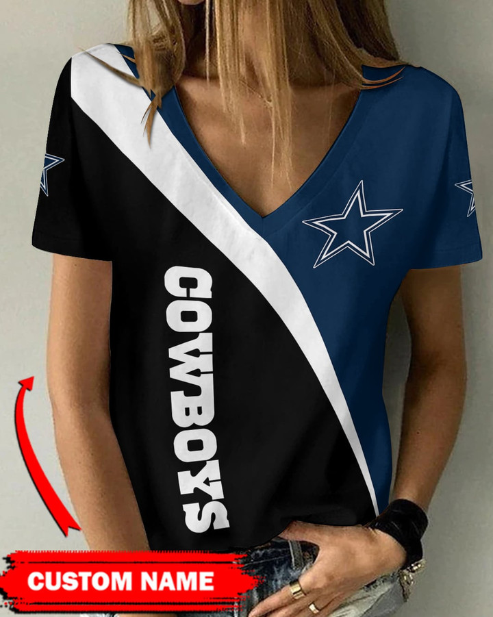 Dallas Cowboys Personalized V-neck Women T-shirt BG801
