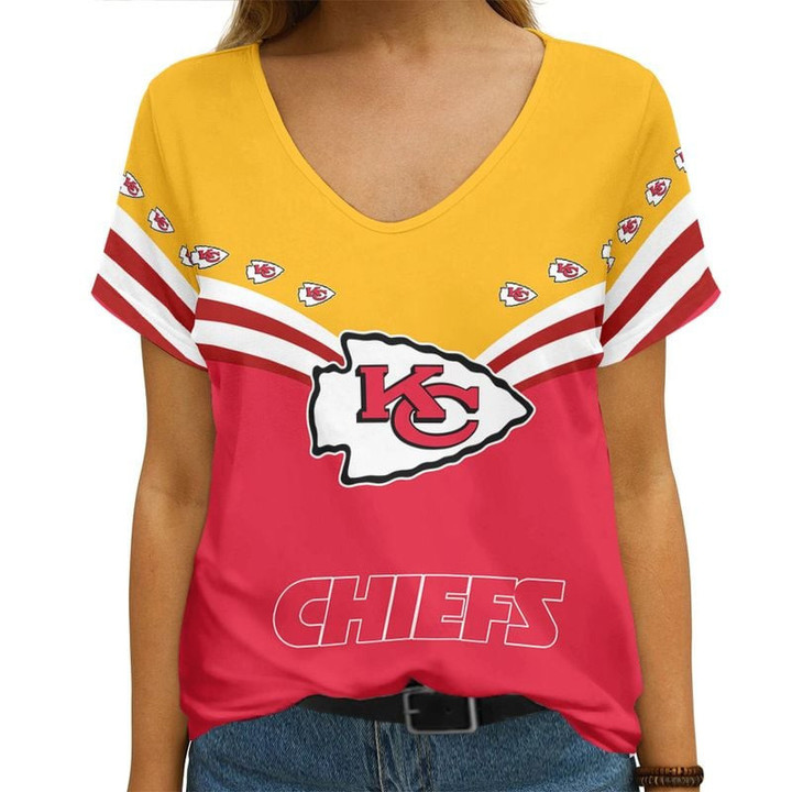 Kansas City Chiefs Personalized V-neck Women T-shirt