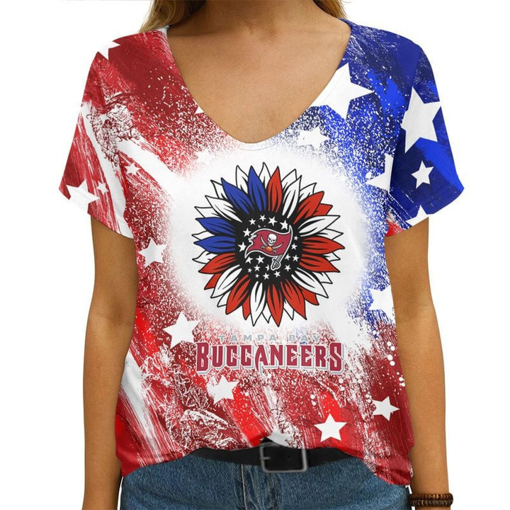 Tampa Bay Buccaneers V-neck Women T-shirt NEW074528