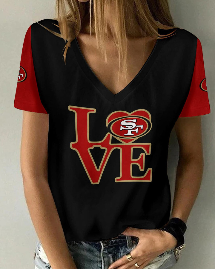 San Francisco 49ers Summer V-neck Women T-shirt BG335