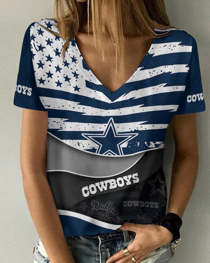 Dallas Cowboys Summer V-neck Women T-shirt BG331