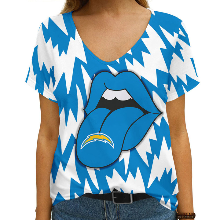 Los Angeles Chargers Summer V-neck Women T-shirt