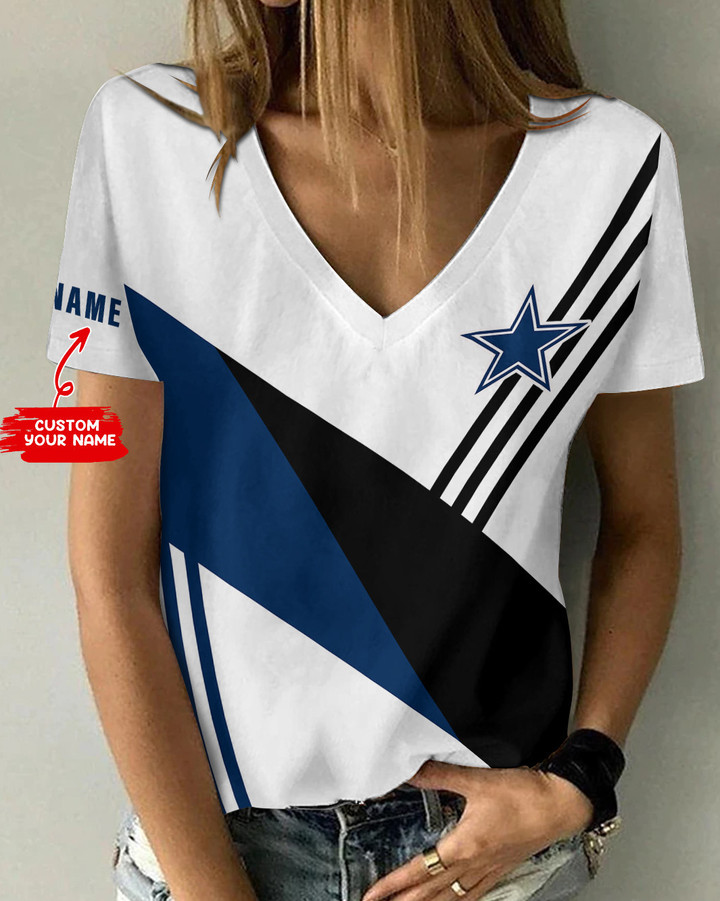 Dallas Cowboys Personalized Summer V-neck Women T-shirt BG361