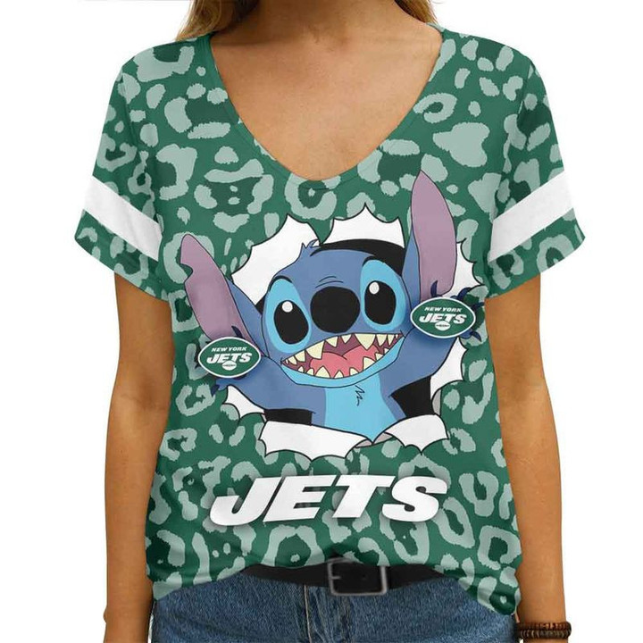 New York Jets V-neck Women T-shirt