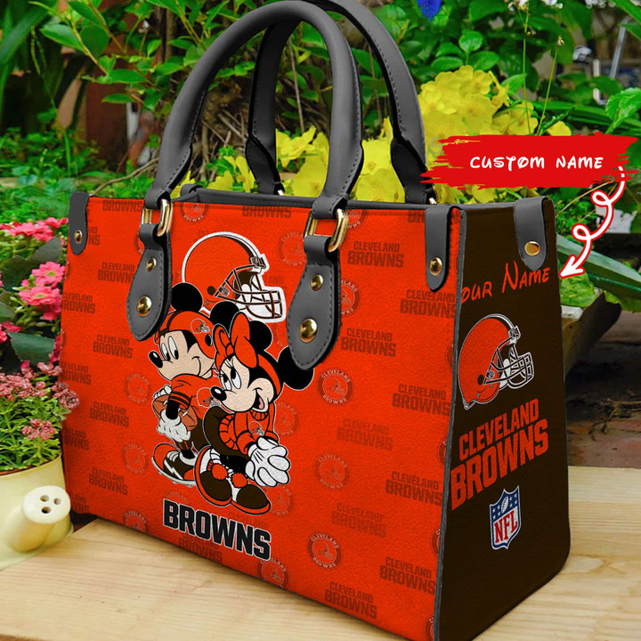 Cleveland Browns Personalized Leather Hand Bag BB87