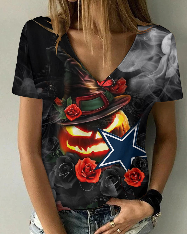 Dallas Cowboys V-neck Women T-shirt BG969