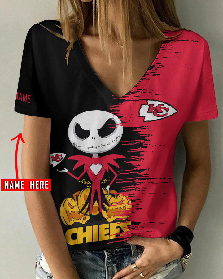 Kansas City Chiefs Personalized V-neck Women T-shirt AGCWTS118