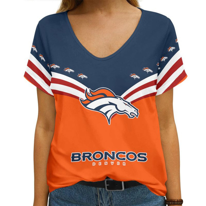 Denver Broncos Personalized V-neck Women T-shirt