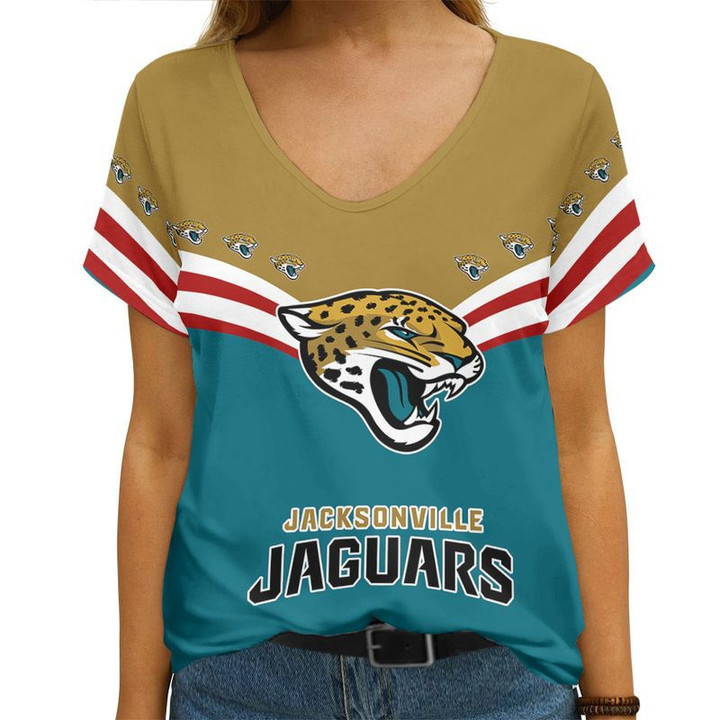 Jacksonville Jaguars Personalized V-neck Women T-shirt