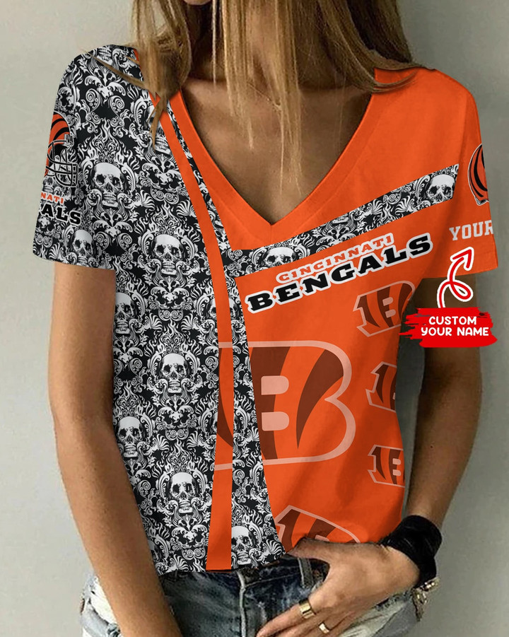 Cincinnati Bengals Personalized V-neck Women T-shirt BG597