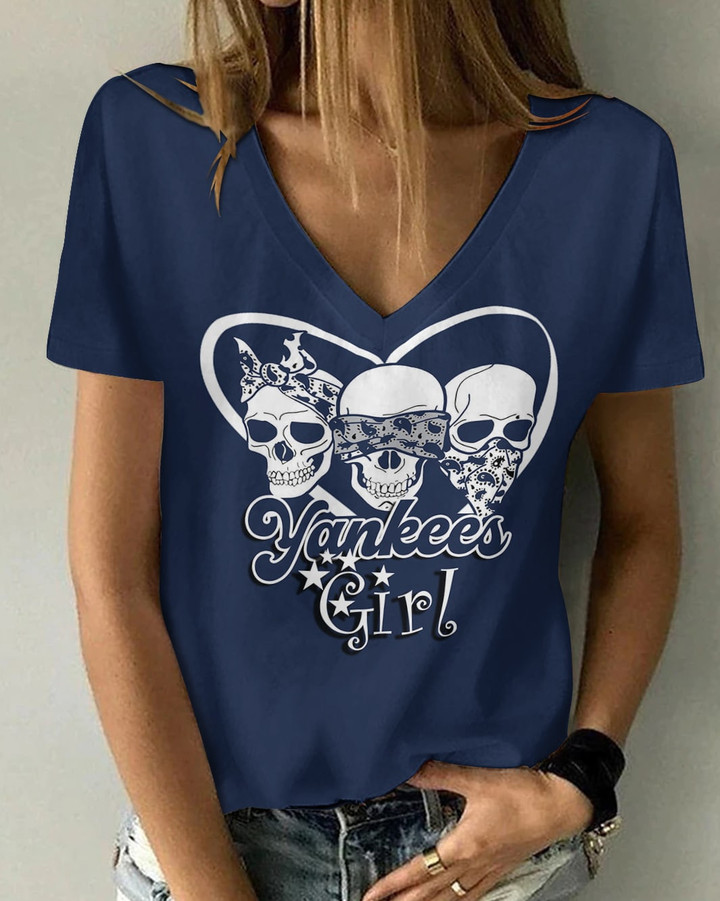 New York Yankees V-neck Women T-shirt BG524