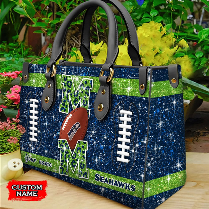 Seattle Seahawks Personalized Leather Hand Bag BBLTHB596