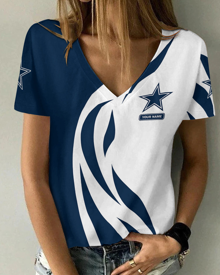 Dallas Cowboys Personalized Summer V-neck Women T-shirt BG382