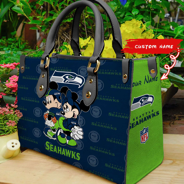 Seattle Seahawks Personalized Leather Hand Bag BB108