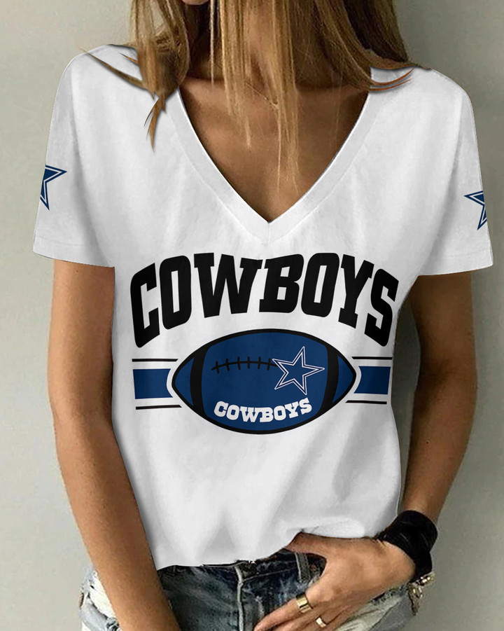 Dallas Cowboys Personalized V-neck Women T-shirt AGCWTS135