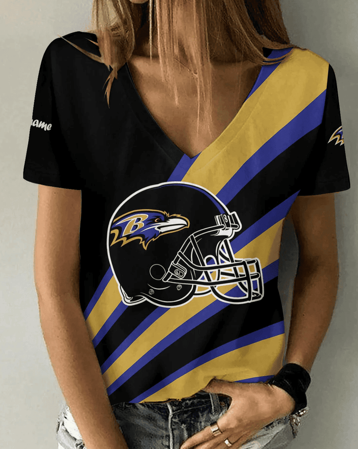 Baltimore Ravens Summer V-neck Women T-shirt BG329